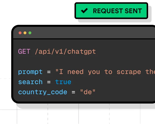 A request sent to the ScrapingBee API
