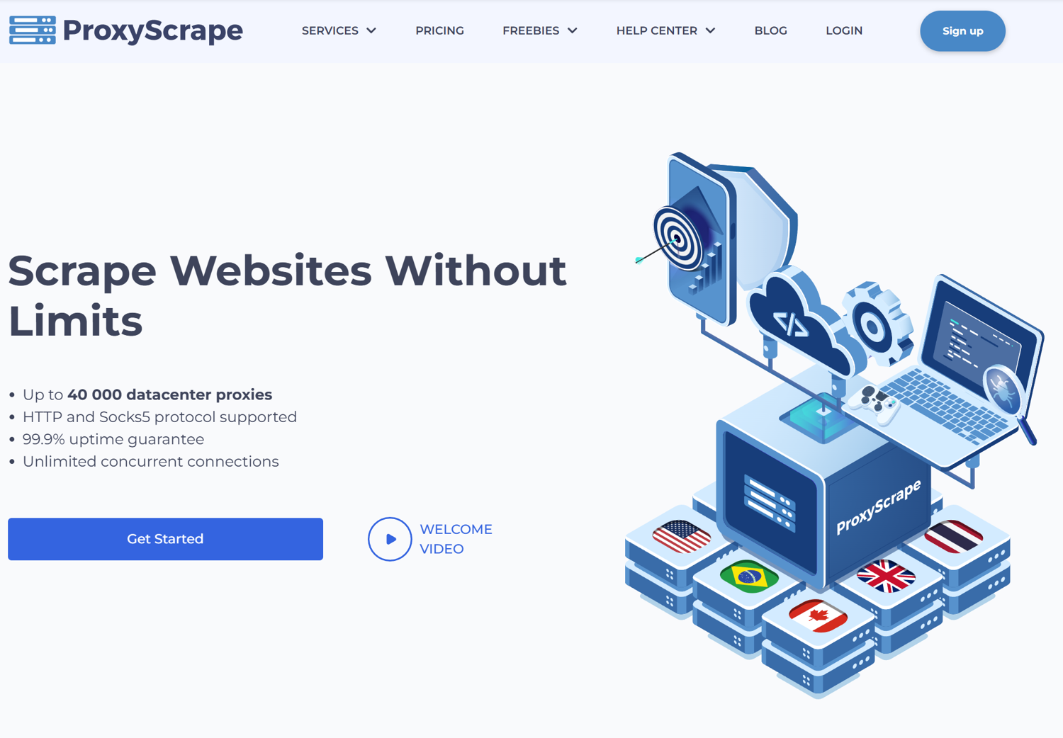 Proxyscrape homepage