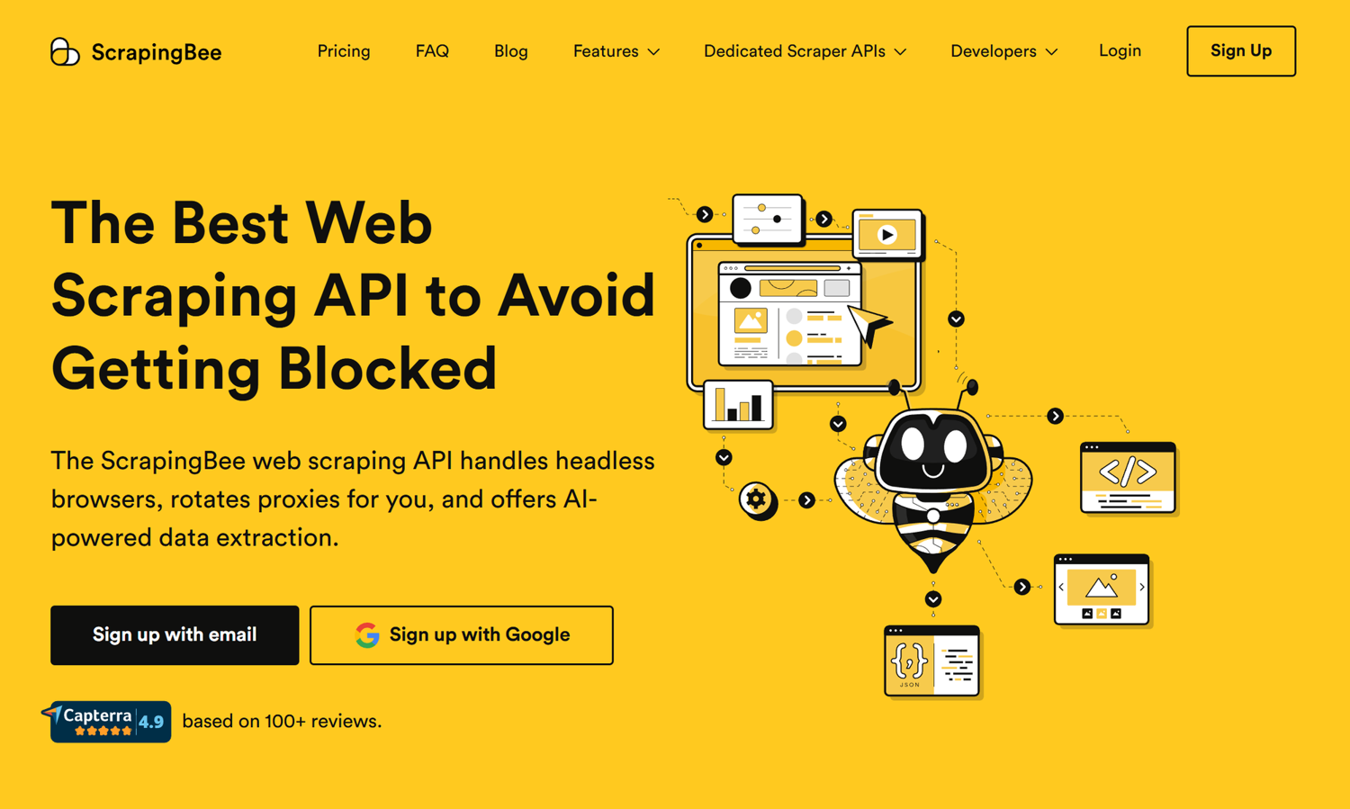 ScrapingBee homepage - the best web scraping API to avoid getting blocked