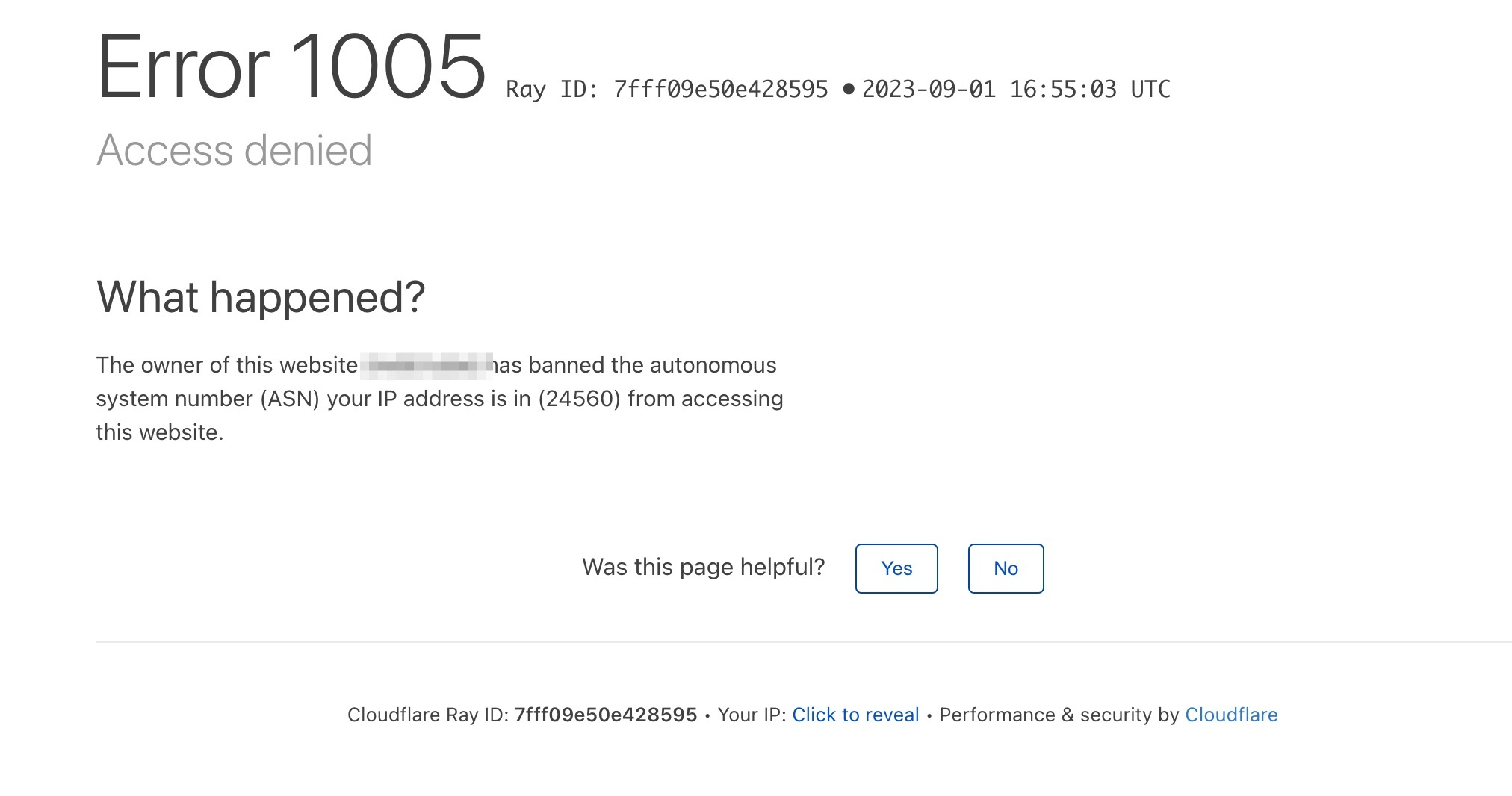 cloudflare error 1005