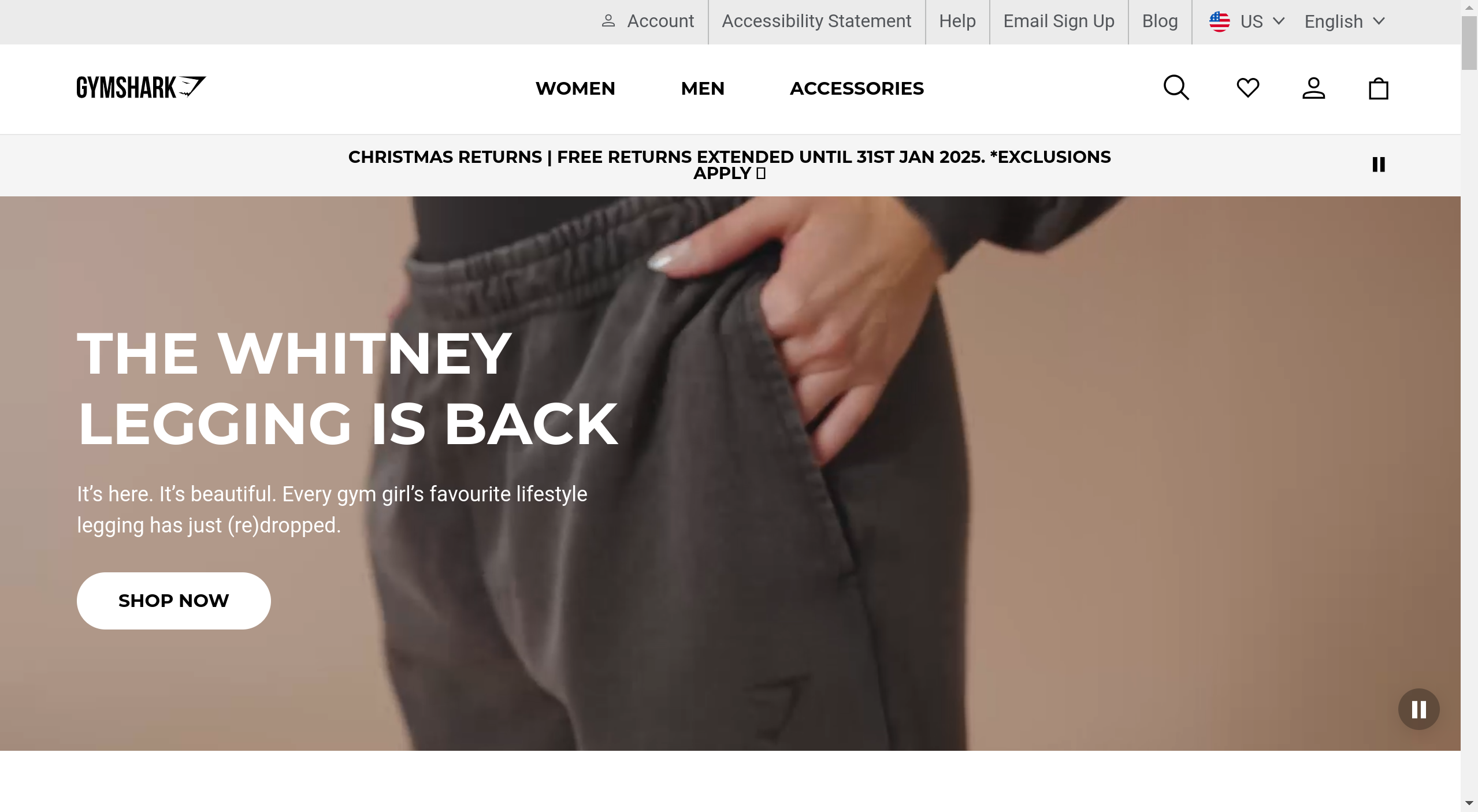 a screenshot showing Gymshark home page, the ecommerce website we willl be scraping.