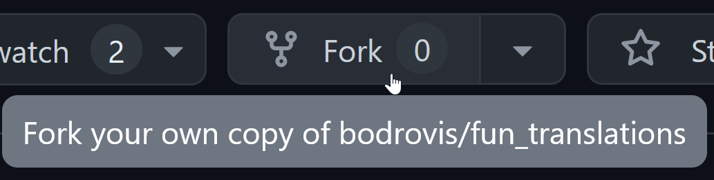 Fork button on GitHub